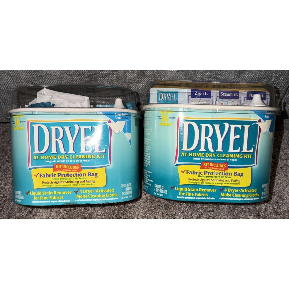 2 Dryel At Home Dry Cleaner Starter Kit 4 Loads 16 Garments Vtg 2006